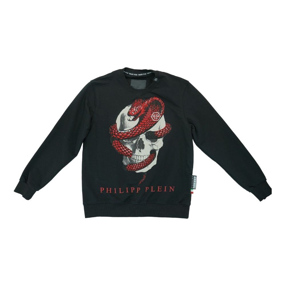Philipp Plein Men's Black Skull w/Snake Rhinestones Sweatshirt Rare Size Large